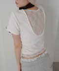 RAY CASSIN(レイカズン) BACKレースドロストTシャツ
