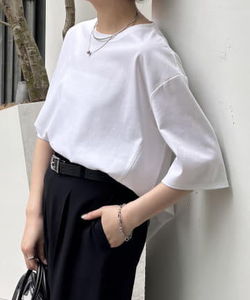 COLLAGE GALLARDAGALANTE(コラージュ ガリャルダガランテ) 【人気商品の新型】ハーフスリーブポンチ切替Tシャツ