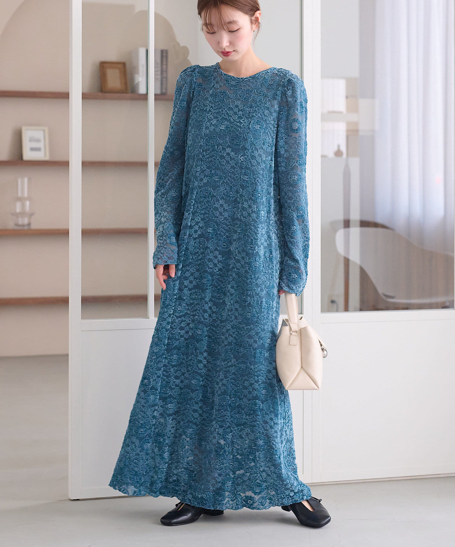 Kastane(カスタネ) 【オケージョンドレス/結婚式】ベロアレースワンピース