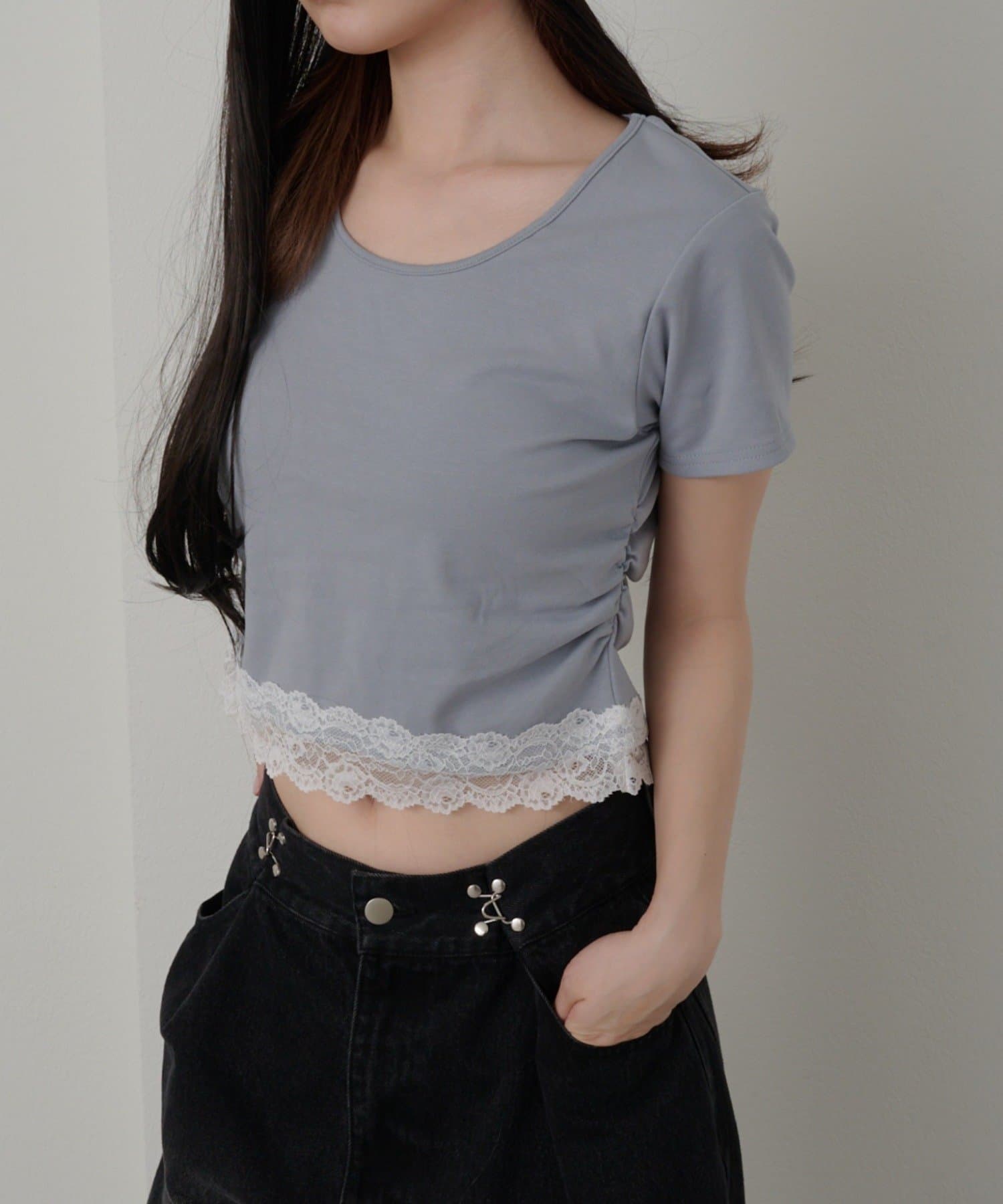 RAY CASSIN(レイカズン) BACKレースドロストTシャツ